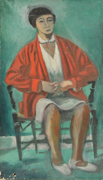 null WILHELM SCHMID (GER/ 1892-1971)

Femme assise en blouse rouge, vers 1920-30

Huile...