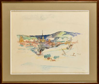 null JEAN DUFY (1888-1964)

La Seine à Rouen, 1920

Aquarelle sur papier

Signé et...