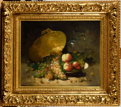 null ALFRED ARTHUR BRUNEL DE NEUVILLE (1852-1941)

Assiette de pêches et aux raisins

Huile...