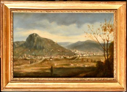 null Marius ENGALIERE (1824 - 1857) attribué à

Paysage montagneux du sud de la France

Huile...