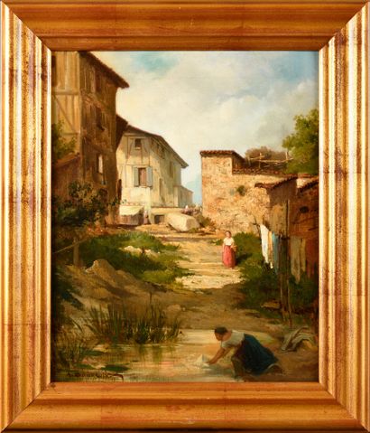 null Aimé-Adolphe BOURGOIN (1824-?)

La lavandière 

Huile sur toile 

Signé en bas...