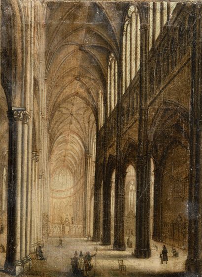 null ECOLE NEERLANDAISE DU XIXE SIECLE

Intérieur de cathédrale

Huile sur toile

28...