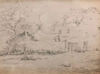 null Théodore ROUSSEAU (1812-1867)

Village with a bell tower

Pencil drawing

Signed...