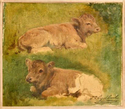 null Juliette PEYROL-BONHEUR (1830-1891)

Etude de veau

Huile sur papier marouflé...