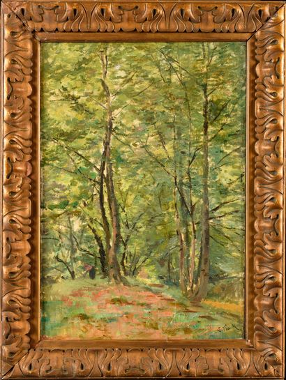 null Lucien FRANK (1857-1920)

Path in the forest 

Oil on canvas

Signed lower right

55...