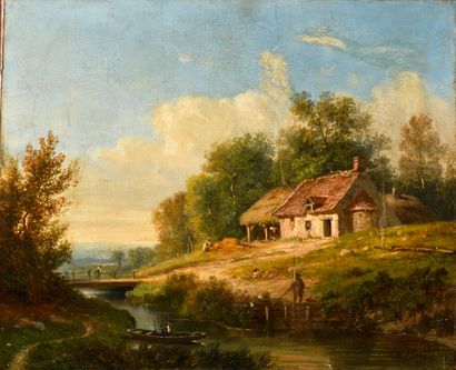 null Camille FLERS (1802-1868)

Animated landscape with a pond

Oil on canvas

Signed...