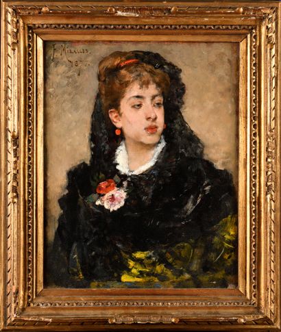 null Francisco MIRALLES Y GALUP (1848-1901)

Portrait d'une belle espagnole 

Huile...