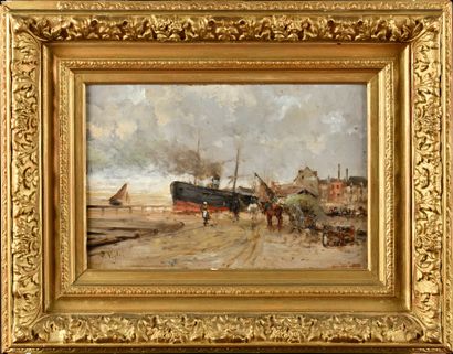 null Paul VOGLER (1852-1904)

Animated port

Oil on panel

Signed lower left 

26...