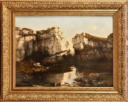 null Théodore LÉVIGNE (1848-1912)

Pêcheur dans les montagnes

Huile sur toile 

Signé...