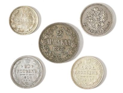 LOT of coins: 1) 25 kopeks 1896. Silver,...
