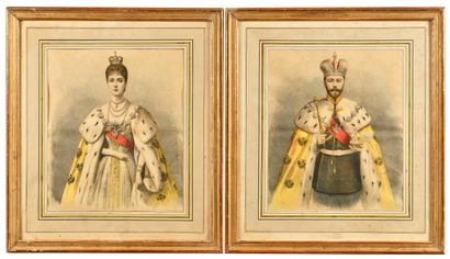null L’Empereur Nicolas II et

l’impératrice Alexandra Feodorovna

Paire de gravures...