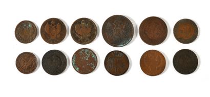LOT de pièces de monnaie : 1) 5 kopeks 1876....