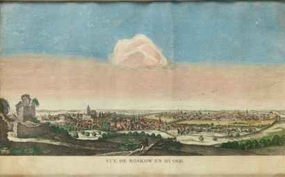 null View of Moscow in Russia, colored engraving, Russia, late 18th century. 315...