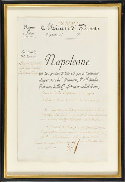 NAPOLÉON Ier. Pièce signée « Np », en italien....
