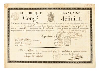 null CONGE DEFINITIF AU NOM DU CITOYEN ANTOINE SAUVAGE DIT LEMIRE (1773-1827)

Entête...