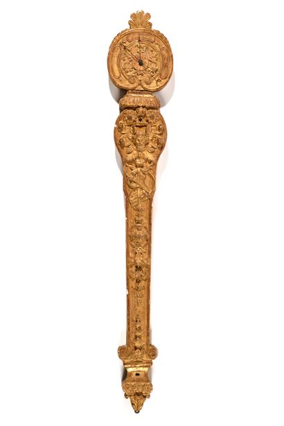 BAROMETER IN CARVED AND GILDED WOOD,
decorated...