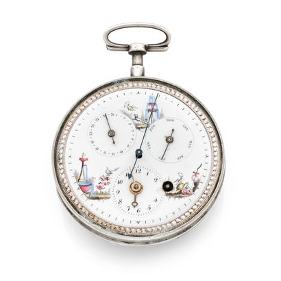 null QUANTIME REGULATOR
Double calendar.
About: 1850.
Pocket watch in silver 925/1000,...