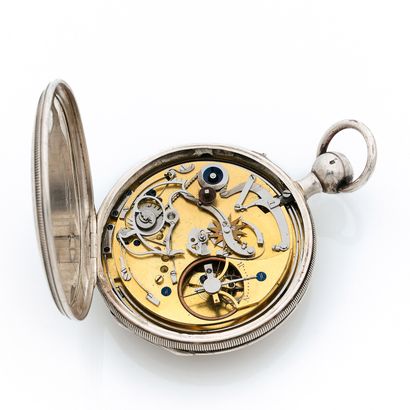 null REPETITION OF THE QUARTERS
Quadrature.
About: 1850.
Silver pocket watch with...