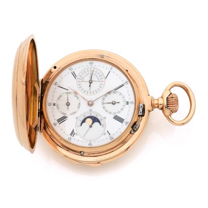 null VICTOR FLEURY
Circa: 1880. 
Exceptional ROSE750/1000 gold pocket watch signed...