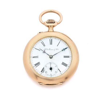 null Hy MOSER & Cie
Gousset. 
About 1900. 
Pocket watch in pink gold 585/1000 signed...