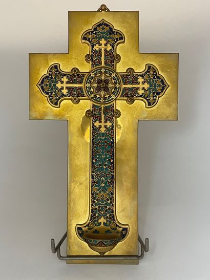 null F.BARBEDIENNE
Grande croix en bronze cloisonné
38 x 22.5 cm