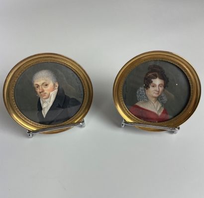 null Pierre Laurent CANON (1787-1852)
Couple de Bourgeois
Paire de miniatures cerclées...