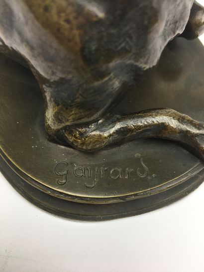 null Paul GAYRARD (1807-1855) 
Chien ratier au repos
Bronze à patine brune signé...