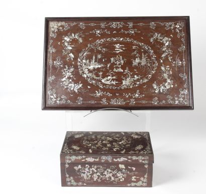 null Vietnam, late 19th century_x000D__x000D_

Lot of two wooden objects with brown...