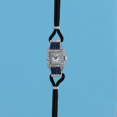 null HAMEL 
Circa: 1940.
Ladies' wristwatch in white gold 750/1000, set with diamonds....
