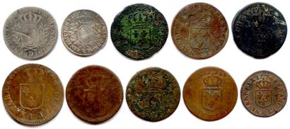 null Lot de 10 monnaies de Louis XV en argent et en bronze :

Cinquème et dixiéme...