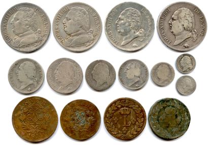 Lot de 11 monnaies en argent de LOUIS XVIII:

5...