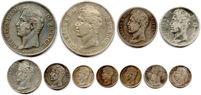 Lot de 11 monnaies en argent de CHARLES X:

5...