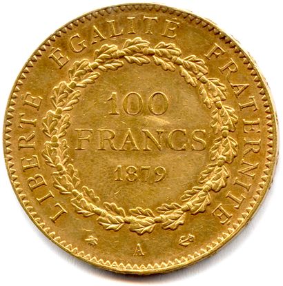 null TROISIÈME REPUBLIQUE 1871-1940

100 Francs or Génie 1879 A(32,35 g)

♦ VSO Poinsignon...