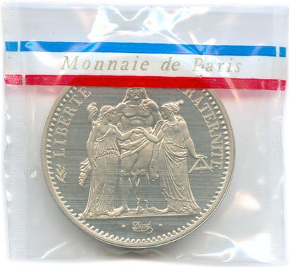 null Vè REPUBLIQUE 1959-

10 Francs type Hercule 1972, Piéfort en argent Flan bruni,...