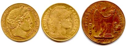 null Lot de 2 monnaies d’or de la TROISIÈME REPUBLIQUE 1871-1940 :

10 Francs or...