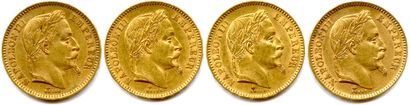 Lot de 4 monnaies d’or de NAPOLÉON III :

20...