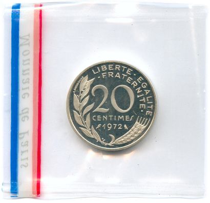 null Vè REPUBLIQUE 1959-

20 centimes type Mariane 1972, Piéfort en argent tranche...