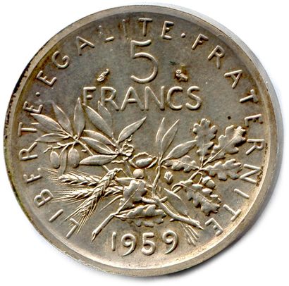 null Vè REPUBLIQUE 1959-

5 Francs type Semeuse 1959, Essai-Piéfort en argent tranche...