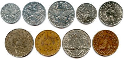 null Vè REPUBLIQUE 1959-

Lot de 9 monnaies de Nouvelle Calédonie et Polynésie Française...
