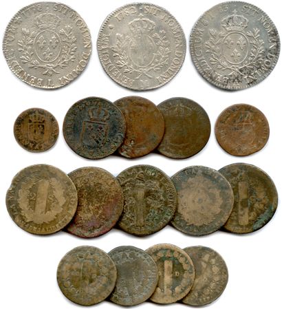 null Lot de 3 monnaies d’argent de Louis XVI :

Ecu d’argent aux lauriers 1778 L:...