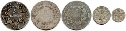 null Lot de 5 monnaies en argent du CONSULAT :

5 Francs BONAPARTE Ier Consul AN...