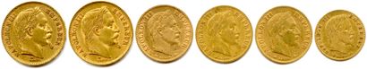 Lot de 6 monnaies d’or de NAPOLÉON III :

20...