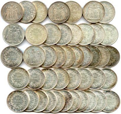 null Vè REPUBLIQUE 1959-

Lot de 44 exemplaires de la 10 Francs Hercule en argent...