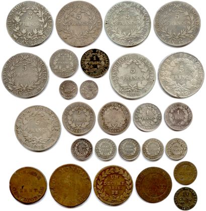 null Lot of 21 silver coins of the Ist EMPIRE :

5 Francs NAPOLEON bare head AN 12...