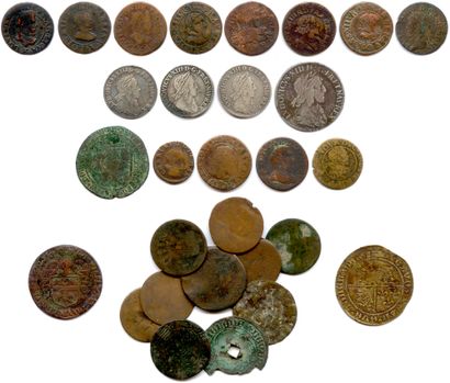 Ensemble de 12 monnaies de Louis XIII et...