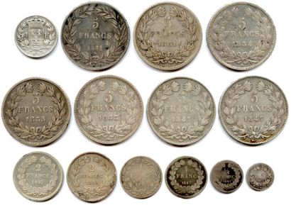 null Lot de 14 monnaies en argent de HENRI V et LOUIS PHILIPPE:

HENRI V Comte de...