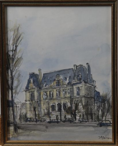 null JEAN-PIERRE RÉMON (né en 1928), 

- L'hôtel de ville de Versailles, aquarelle...