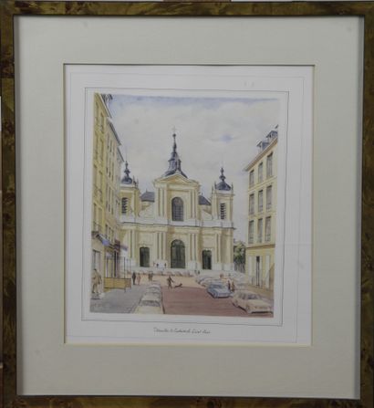 null MICHEL LEFEBVRE: LOT OF FIVE LITHOGRAPHS representing the city of Versailles,...