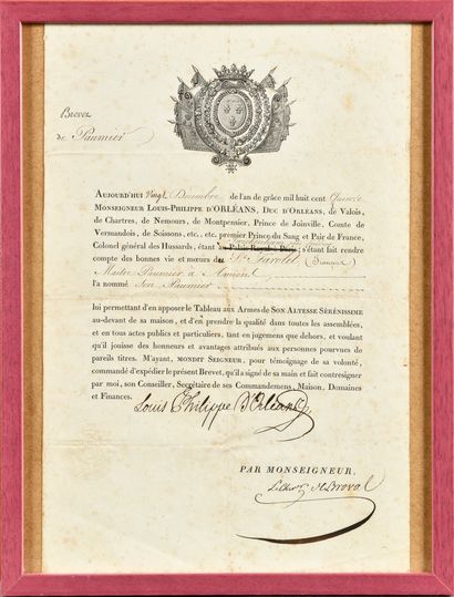 null Patent of paumier to Sieur Farolet, Master Paumier in Amiens, naming him his...