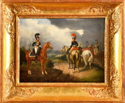 null Ecole française du début du XIXe siècle, vers 1820. 

« Cuirassier et trompette...